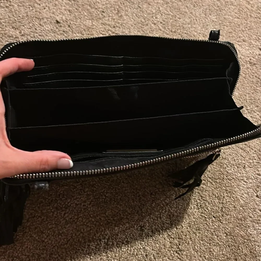Street level black woven clutch/ wallet wristlet